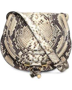 Chloé Marcie Python-Print Shoulder Bag - Metallic