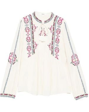 Ba&sh Embroidered Tassel Blouse - White