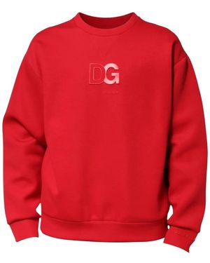 Dolce & Gabbana 3D Dg Logo Cotton Sweatshirt - Red