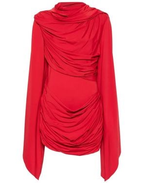 De La Vali Perisa Draped-Detail Mini Dress - Red