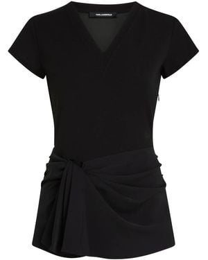 Karl Lagerfeld Vネック トップ - ブラック