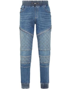 Philipp Plein Jogging Logo-Appliqué Tapered Jeans - Blue