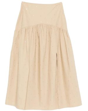 Sandro Embellished A-Line Skirt - Natural