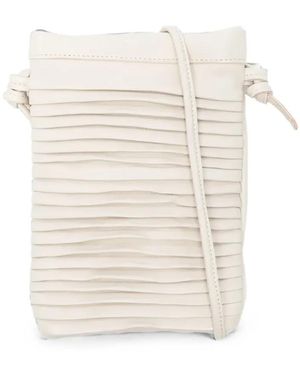 SOMMET Mini Paloma Rows Pleated Crossbody Bag - White