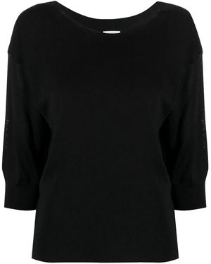 Malo Top De Punto Fino De Manga Corta - Negro