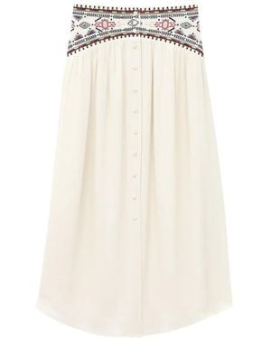 Ba&sh Tilana Embroidered Buttoned Skirt - White