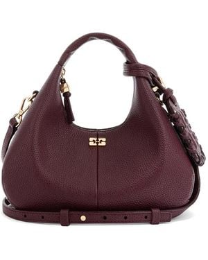 Ganni Bou Knotted-Handle Shoulder Bag - Purple