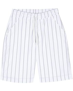 Officine Generale Hank Sht Jap Co Satin Stripe - White