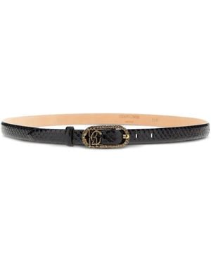 Roberto Cavalli Snakeskin-Embellished Belt - White