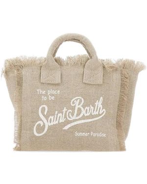MC2 Saint Barth Mini Vanity Fringe-Trim Tote Bag - White