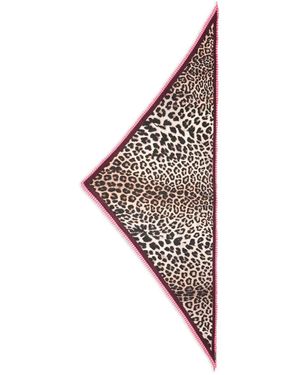 Faliero Sarti Sciarpa Con Stampa Animalier E Frange - Marrone