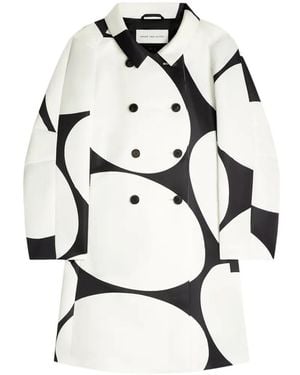 Dries Van Noten Double-Breasted Printed Coat - White