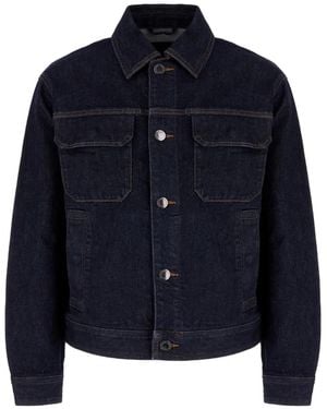 Emporio Armani Jeansjacke mit Logo-Knöpfen - Blau