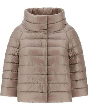 Herno Sofia High-Neck Quilted Jacket - Brown