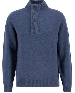 Barbour エルボーパッチ ハイネックセーター - ブルー