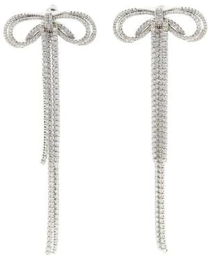 Self-Portrait Bow Drop Earrings - White