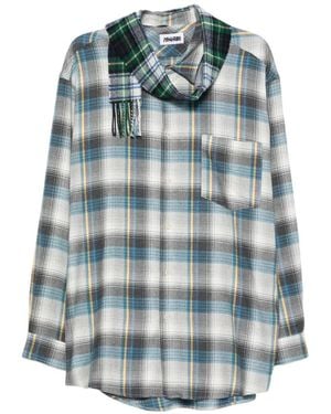 Magliano Check Scarf-Detail Shirt - Blue