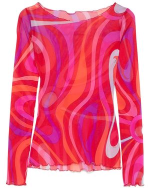 Emilio Pucci Top Con Motivo Astratto - Rosso