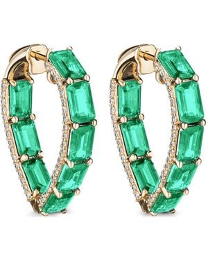 Goshwara Diamond Emerald Heart Hoop Earrings - Green