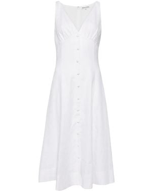 Reformation Robe En Lin Sebastien À Col V - Blanc
