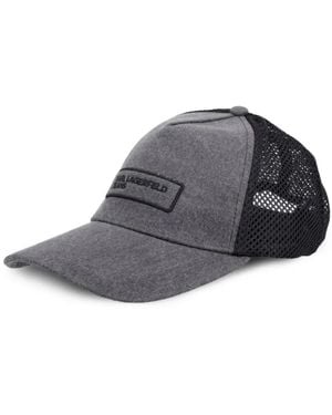 KARL LAGERFELD Logo-Patch Mesh-Panel Baseball Cap - Gray