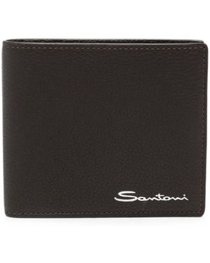 Santoni Logo-Plaque Leather Wallet - Black