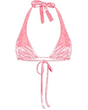 forte_forte Halterneck Velvet Bikini Top - Pink