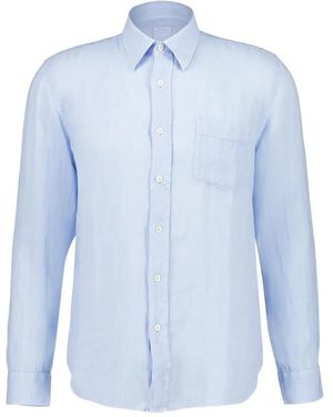120% Lino Linnen Overhemd - Blauw