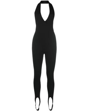 Saint Laurent Halterneck Open-Back Jumpsuit - Black