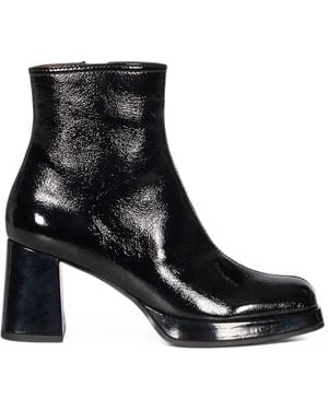 Chie Mihara Ketin Patent-Finish Platform Ankle Boots - Black