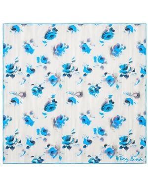 Tory Burch Fazzoletto Da Taschino Con Motivo Floreale - Blu