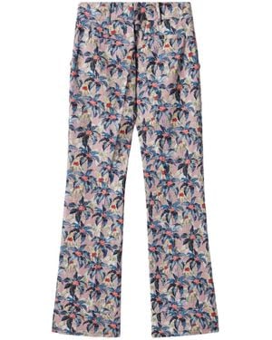 La DoubleJ Hendrix Floral-Print Flared Trousers - Blue