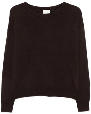 Allude Long-Sleeve Ribbed-Trim Sweater - Black
