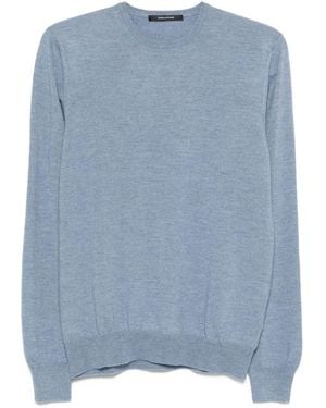 Tagliatore Crew-Neck Virgin-Wool Sweater - Blue