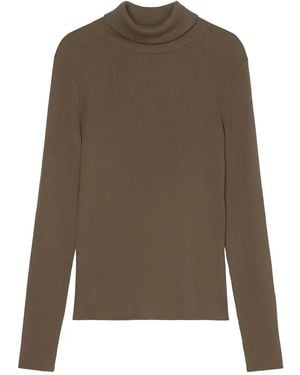 Marc O' Polo Ribbed Turtleneck Top - Brown