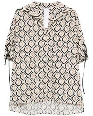 Max Mara Printed Poplin Oversized Shirt - White