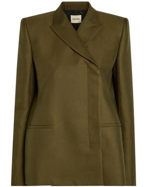 KHAITE Silvannah Peak-Lapel Wrap-Front Blazer - Green