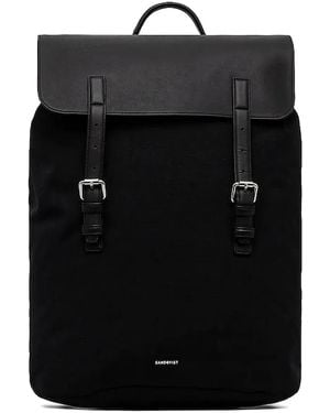 Sandqvist Leather-detail Backpack - ブラック