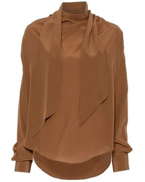 Petar Petrov Pussy-Bow Silk Blouse - Brown