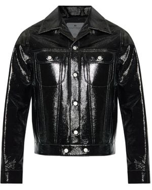 Courreges High-Shine Button-Fastening Jacket - Black