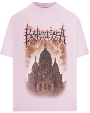 Balenciaga Sacré Cœur Crew Neck T-Shirt - Pink