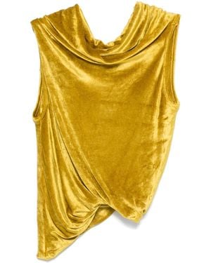 Rick Owens Velour Cowl Neck Tank Top - Yellow