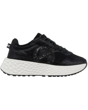 No Name Carter Glitter-Logo Leather Sneakers - Black