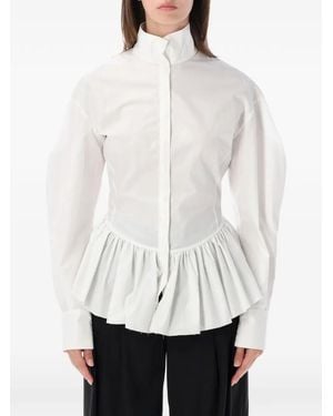 Thelatest Elaine Ruffled Peplum Shirt - White