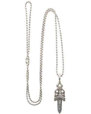 Chrome Hearts Ball Chain Dagger-Pendant Necklace - White
