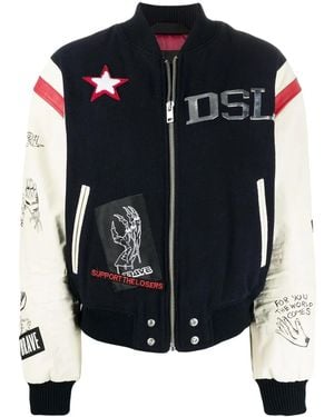 DIESEL Graphic-Print Varsity Jacket - Blue
