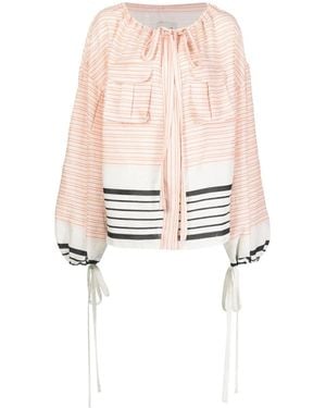 Bambah Aida Striped Flared Blouse - White