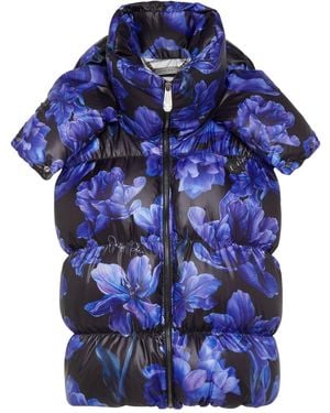 Philipp Plein Floral-Print Padded-Design Gilet - Blue