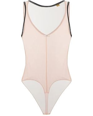 Elisabetta Franchi Tulle Logo Bodysuit - Pink