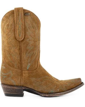 Mexicana Bottines En Daim À Broderies - Marron